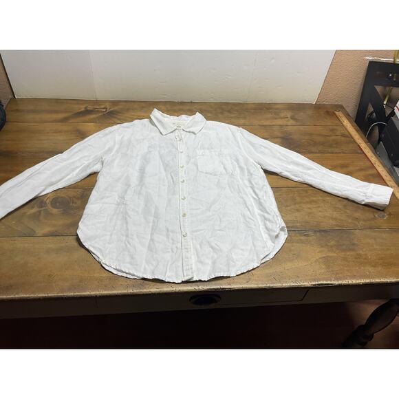 Roller Rabbit Women's White 100% Linen Button Down Long Sleeve Top Medium - Picture 1 of 10